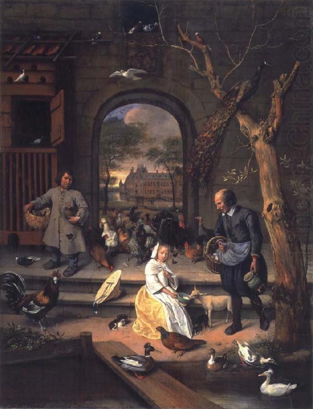 Jan Steen The Poultry yard,Probably a Portrait of Sernardina Margriet van Raesfelt Before Lokborst Caslt near Warmond china oil painting image